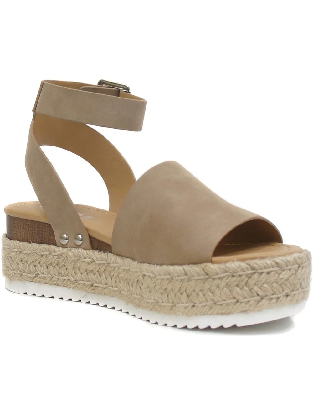 Soda Topic Open Toe Buckle Ankle Strap Espadrilles Flatform Wedge Casual Sandal